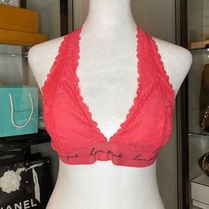 PINK VICTORIA’S SECRET Lace Halter Bralette in Pink
